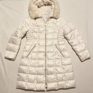 Laundry by Shelli Segal Womens Large Faux Fur Hooded Puffer Jacket Coat